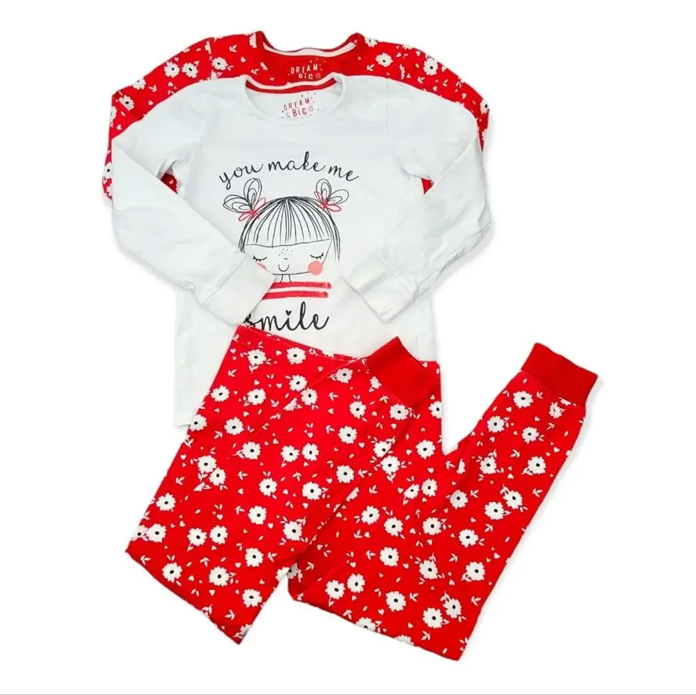 Mothercare you make me smile floral long sleeve pajama set Size 7-8 yrs